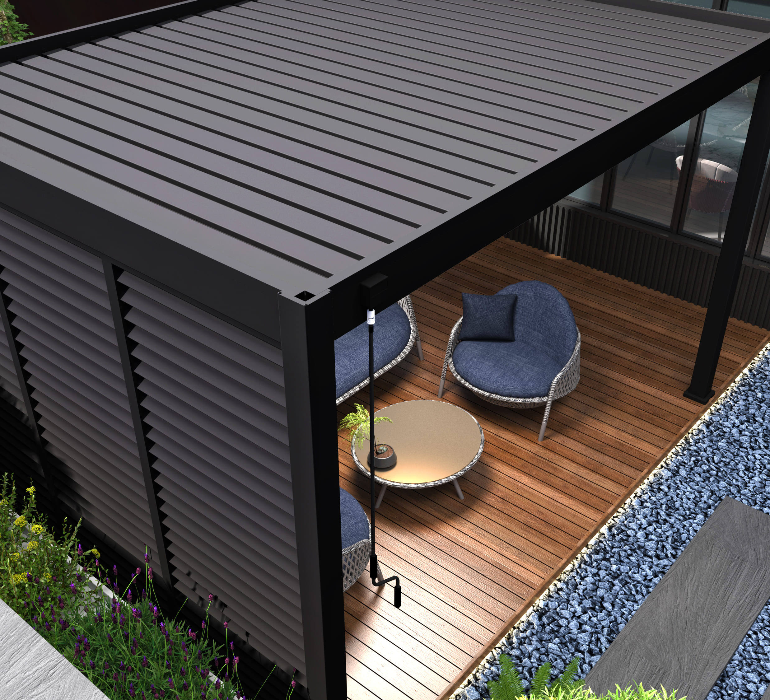 Orion shutterpaneel - Kantelbaar - Horizontaal - 93 cm - Voor 3 meter zijkant - Antraciet