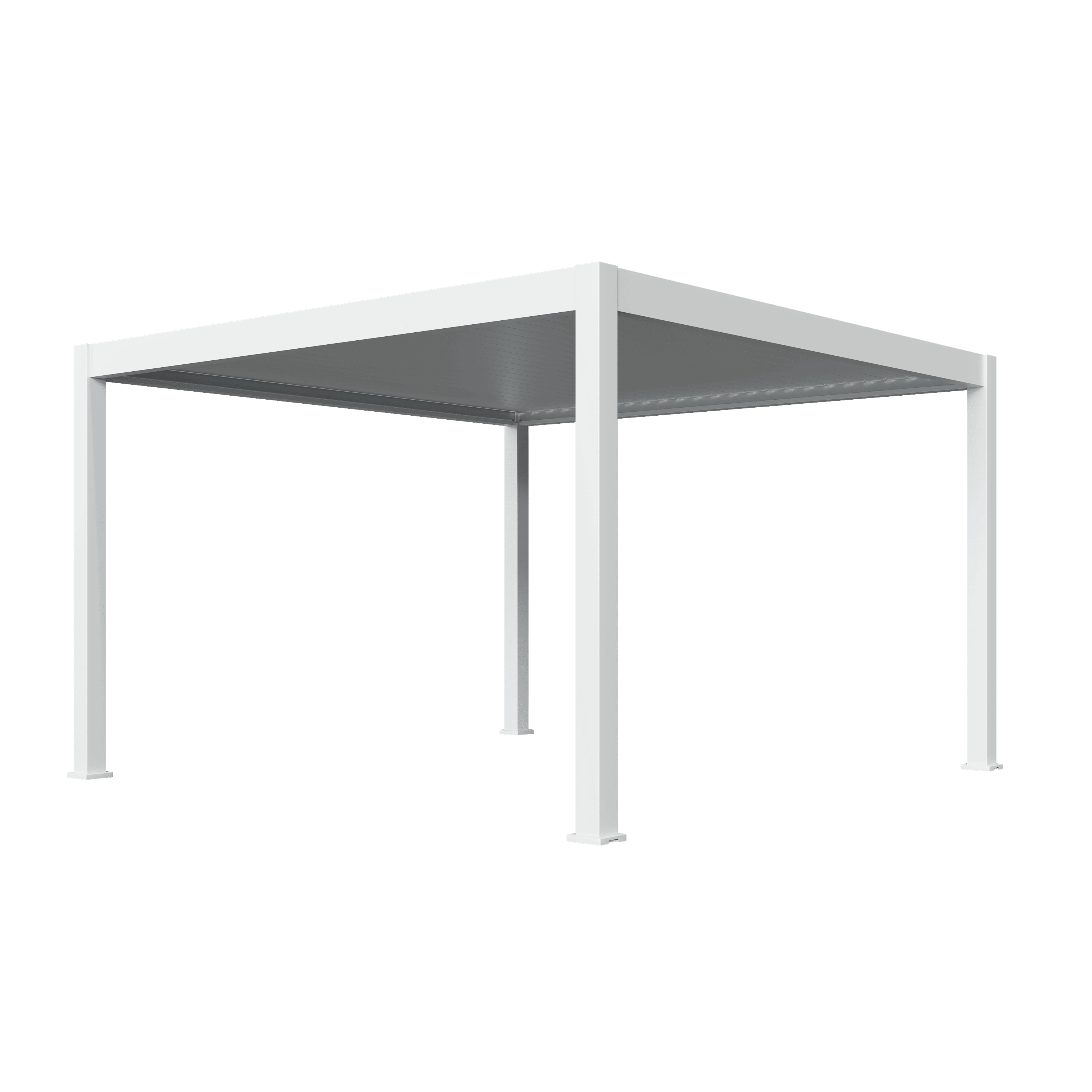 Orion Premium overkapping - E-LED - 400x400 cm - Wit - met elektrisch lamellendak en LED