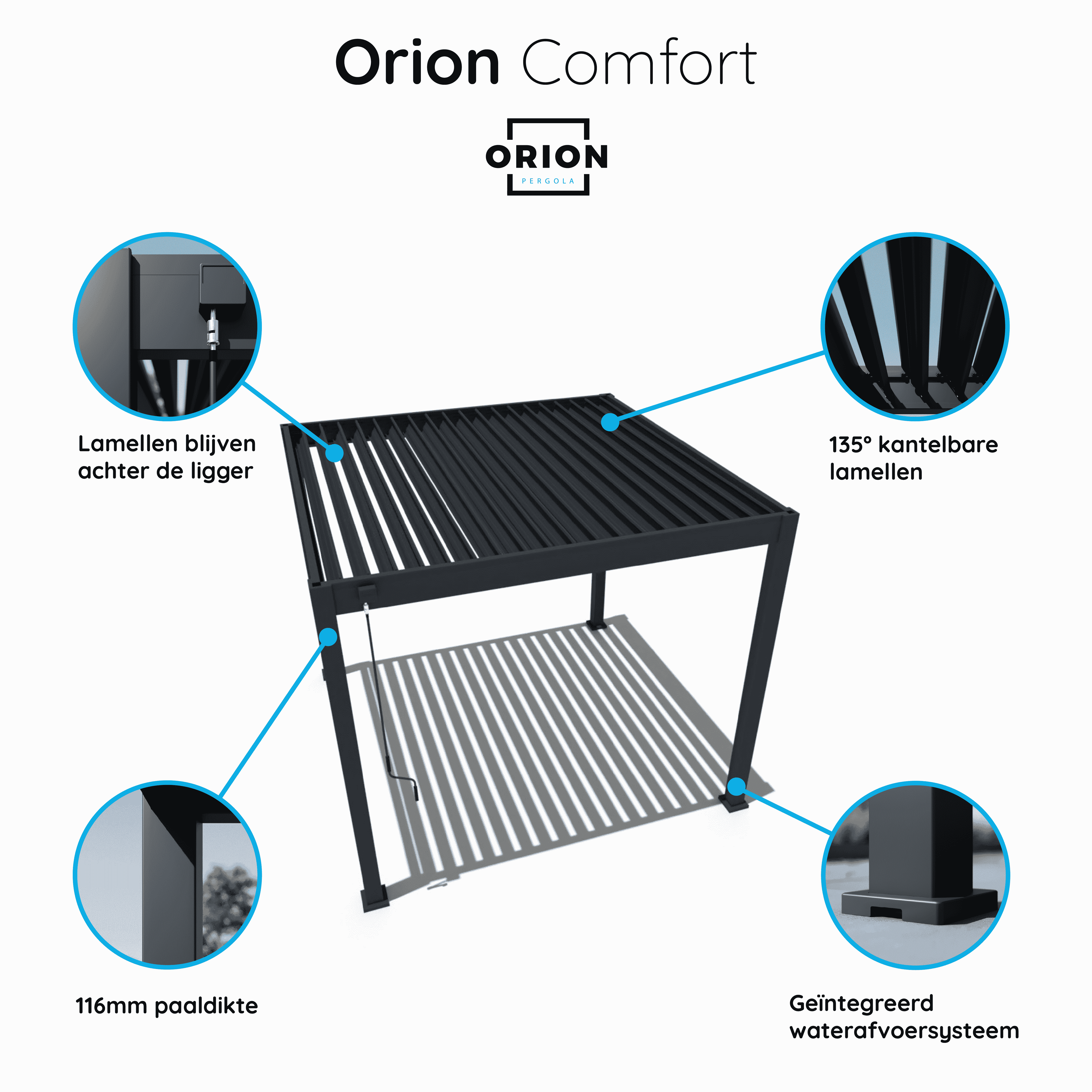 Orion Comfort overkapping - 300x360 cm - Kiezelgrijs