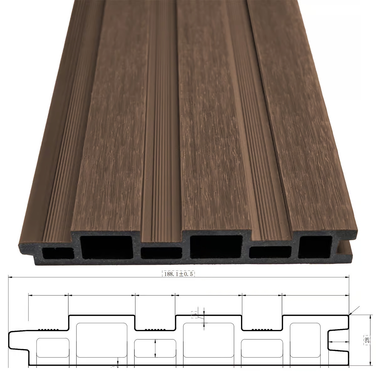 Orion composietwand voor carport - 300x236 cm - Voor 3 meter zijkant - Houtlook