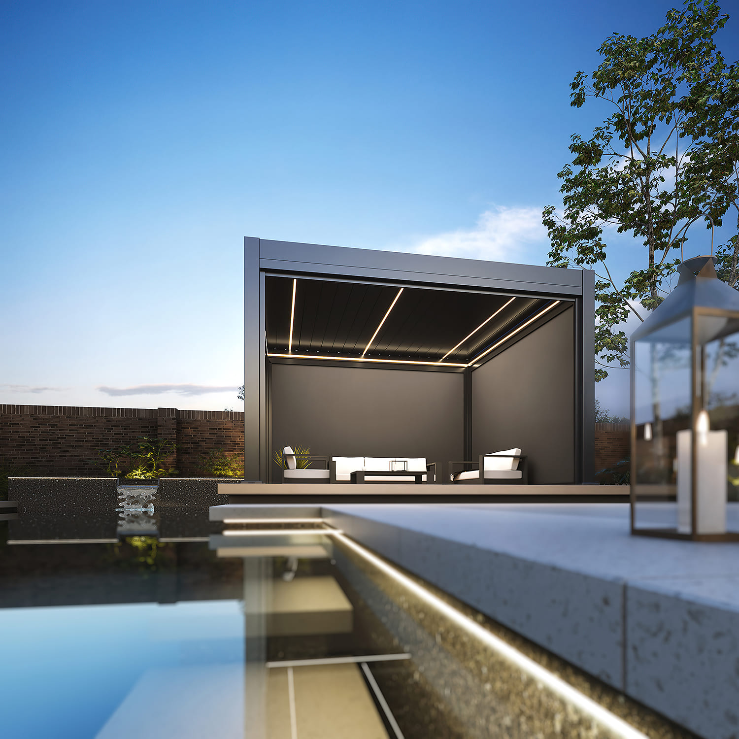 Orion Prestige elektrische overkapping E-LED - 360 x 400 - antraciet - inclusief zonwering en LED verlichting