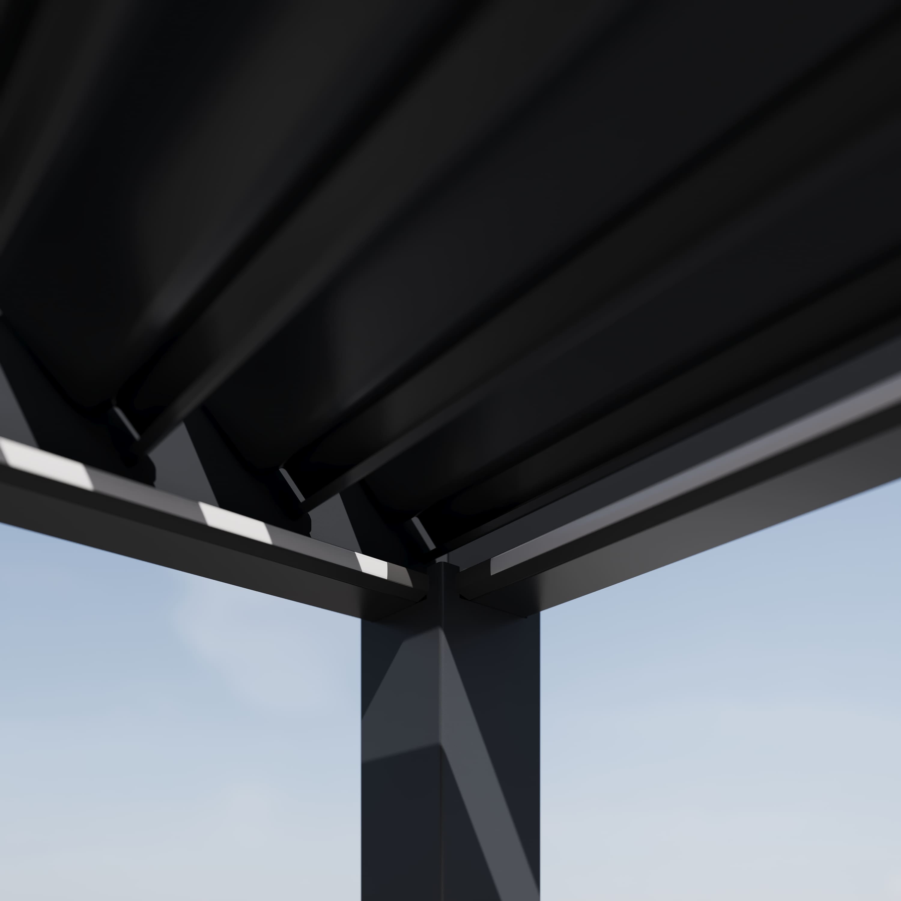 Orion Premium overkapping - E-LED - 400x600 cm - Antraciet - met elektrisch lamellendak en LED 