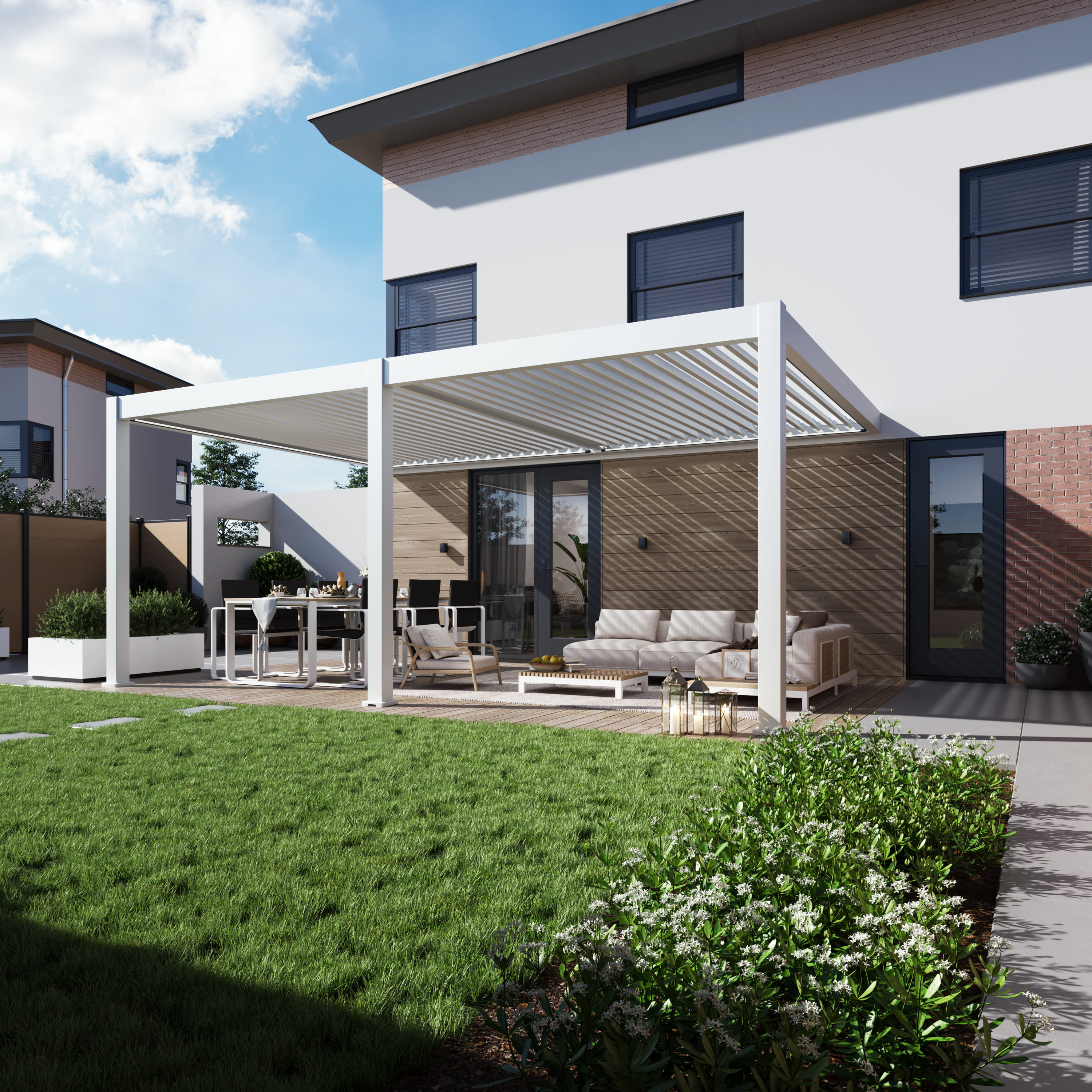 Orion Premium overkapping - E-LED - Muurbevestiging - 400x600 cm - Wit