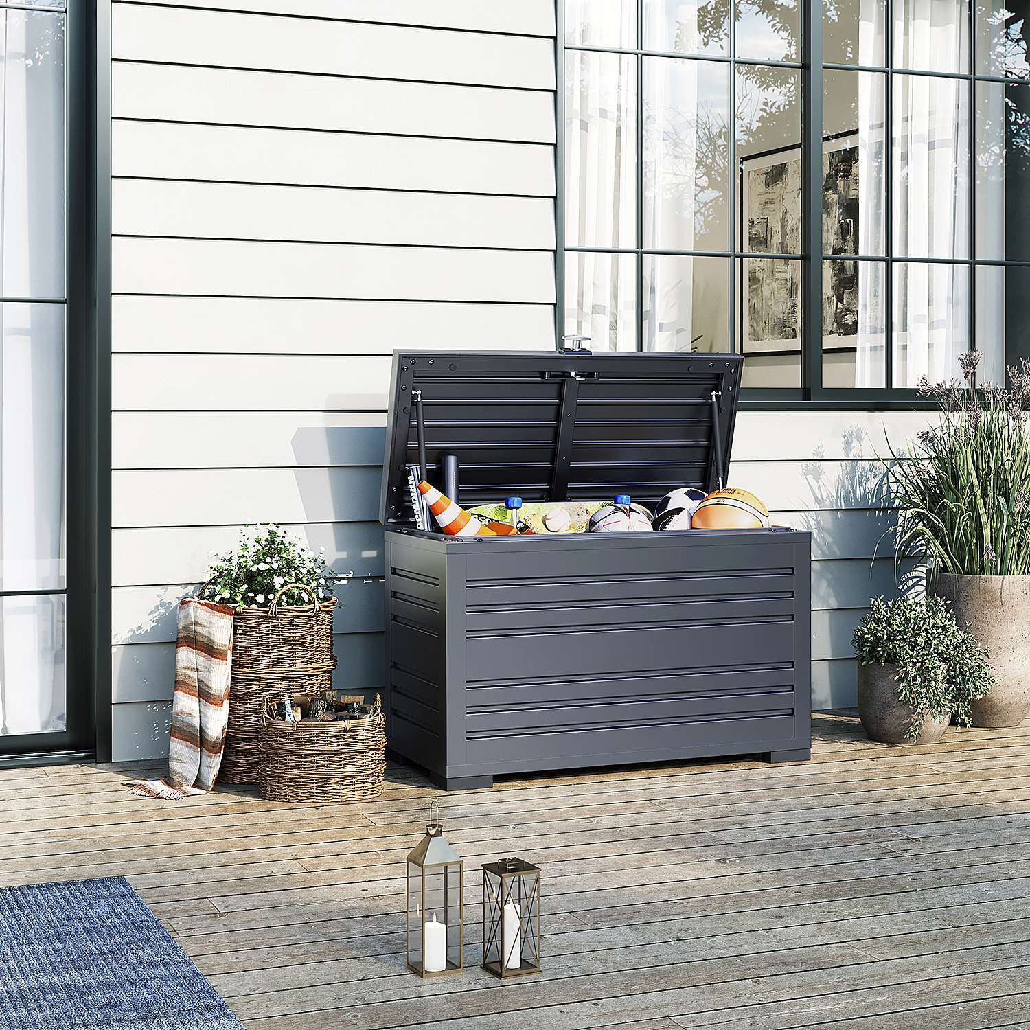 Orion Sit & Store - Aluminium opbergbox - 590L - Antraciet