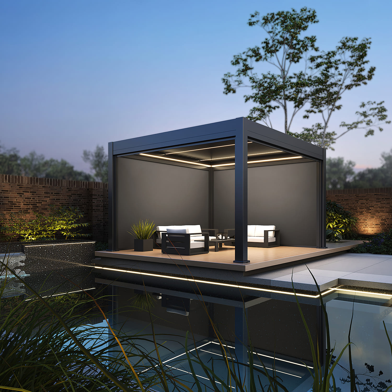 Orion Prestige elektrische overkapping E-LED - 360 x 400 - antraciet - inclusief zonwering en LED verlichting