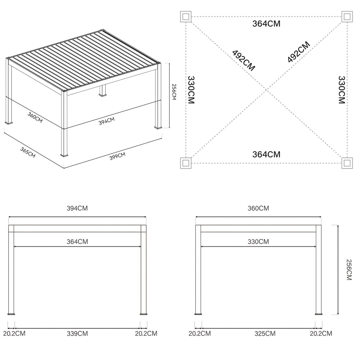 Orion Prestige elektrische overkapping E-LED - 360 x 400 - antraciet - inclusief zonwering en LED verlichting