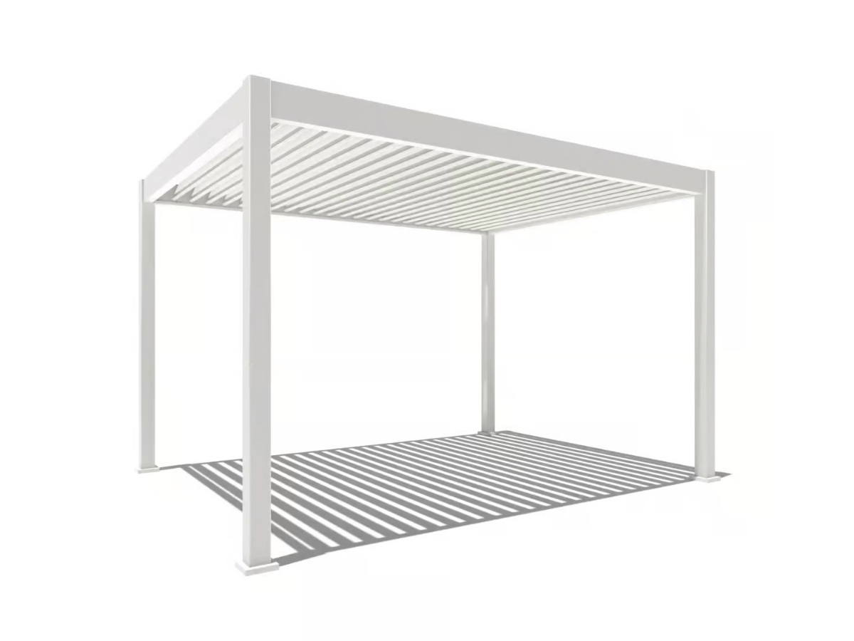 Orion Premium overkapping - E-LED - 300x400 cm - Wit - met elektrisch lamellendak en LED 