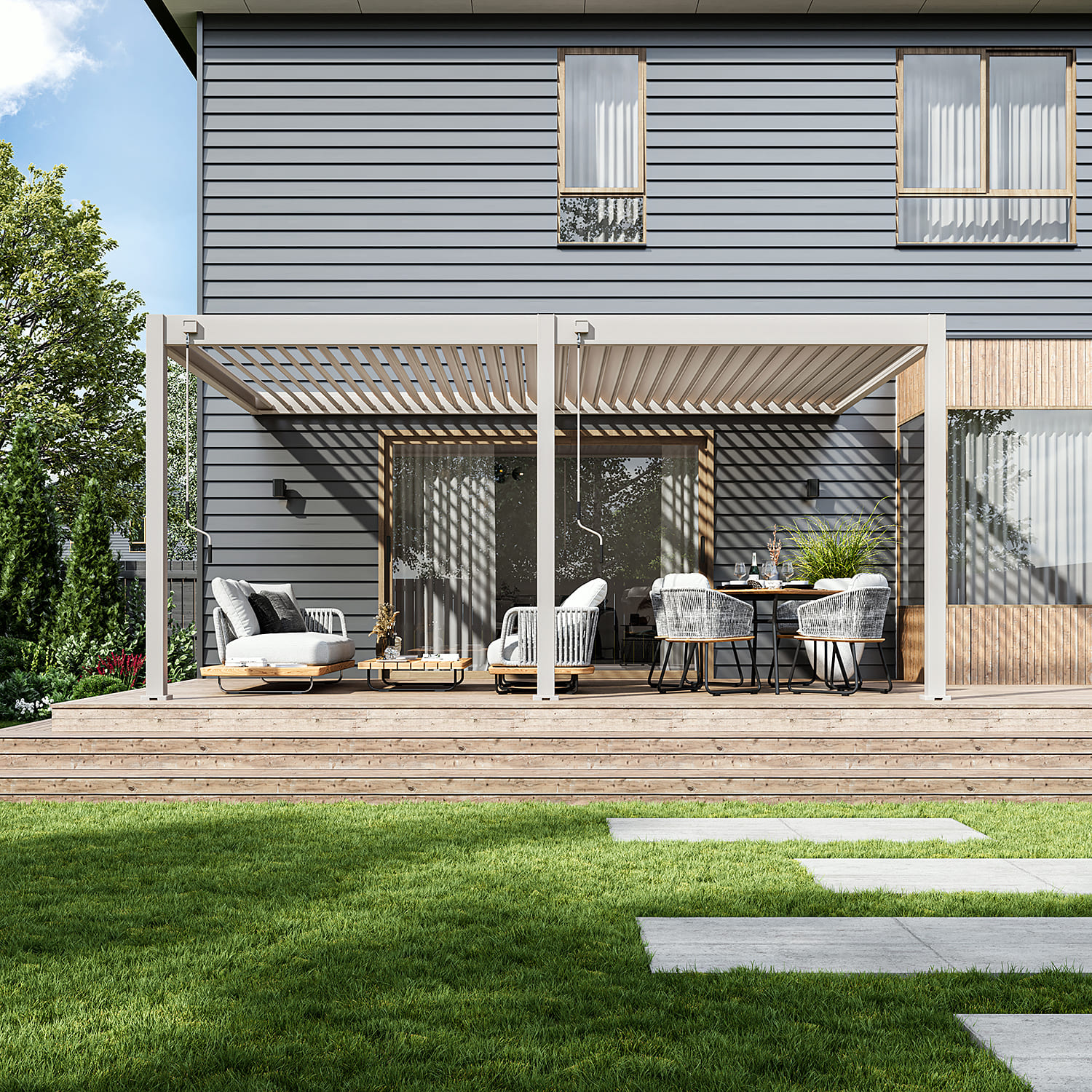 Orion Deluxe overkapping - Muurbevestiging - 360x530 cm - Kiezelgrijs