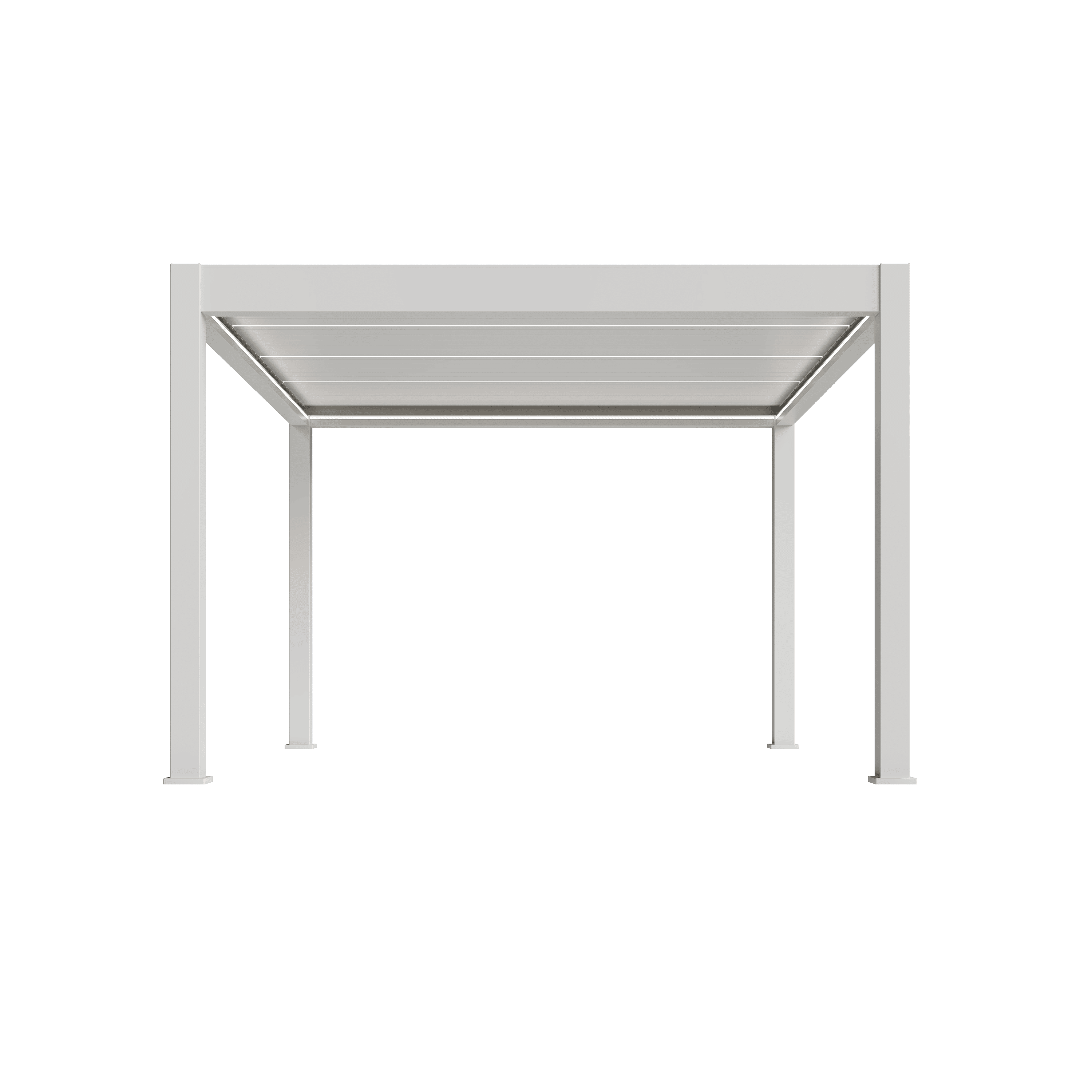 Orion Prestige overkapping - E-LED - 400x400 cm - Wit - Met elektrisch lamellendak en LED