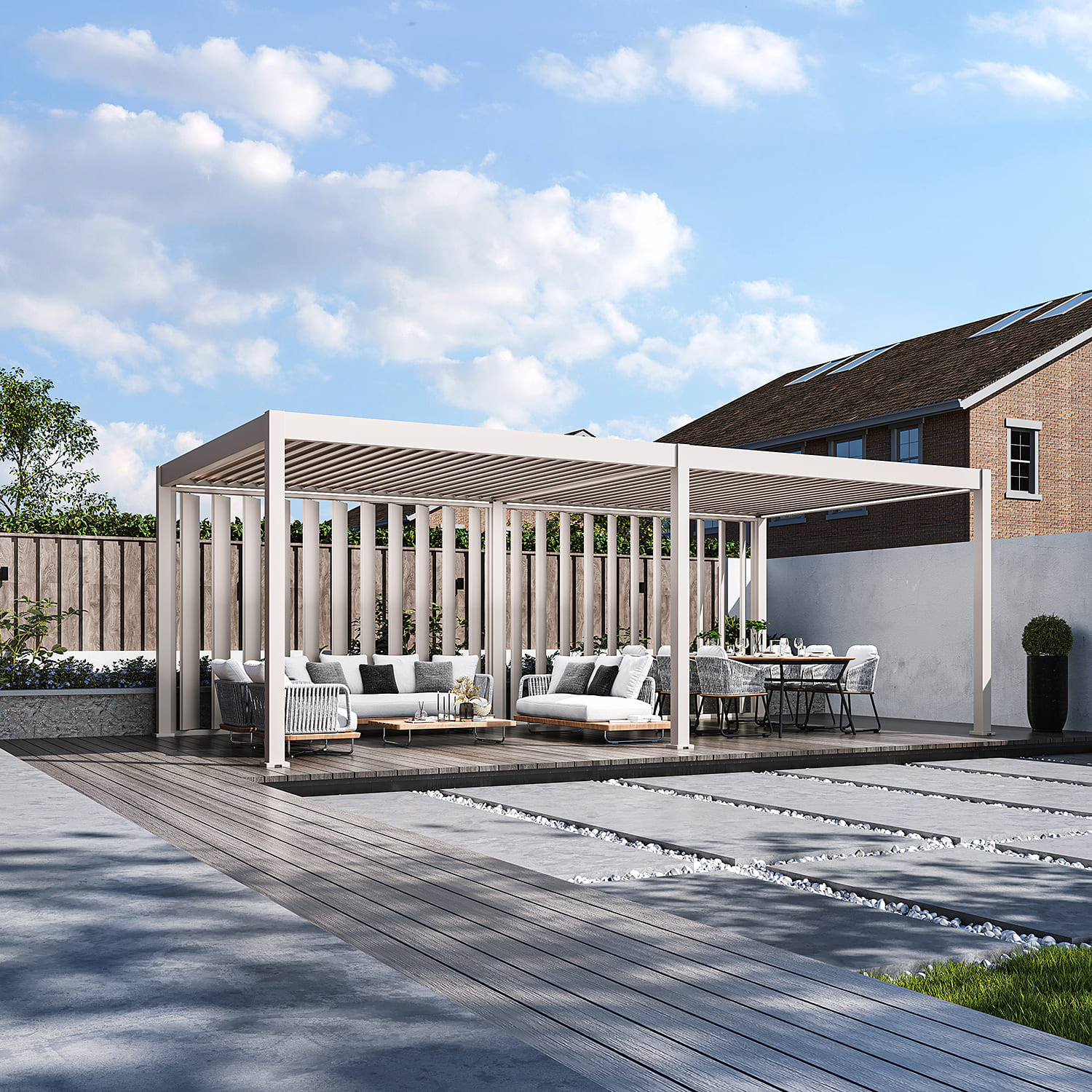 Orion shutterwand - Kantelbaar - Verticaal - Voor 3,6 meter zijkant - Kiezelgrijs