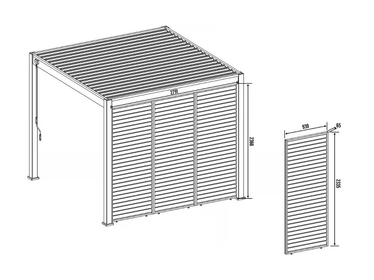 Orion shutterpaneel - Vast - Horizontaal - 93 cm - Voor 3 meter zijkant - Wit/wood