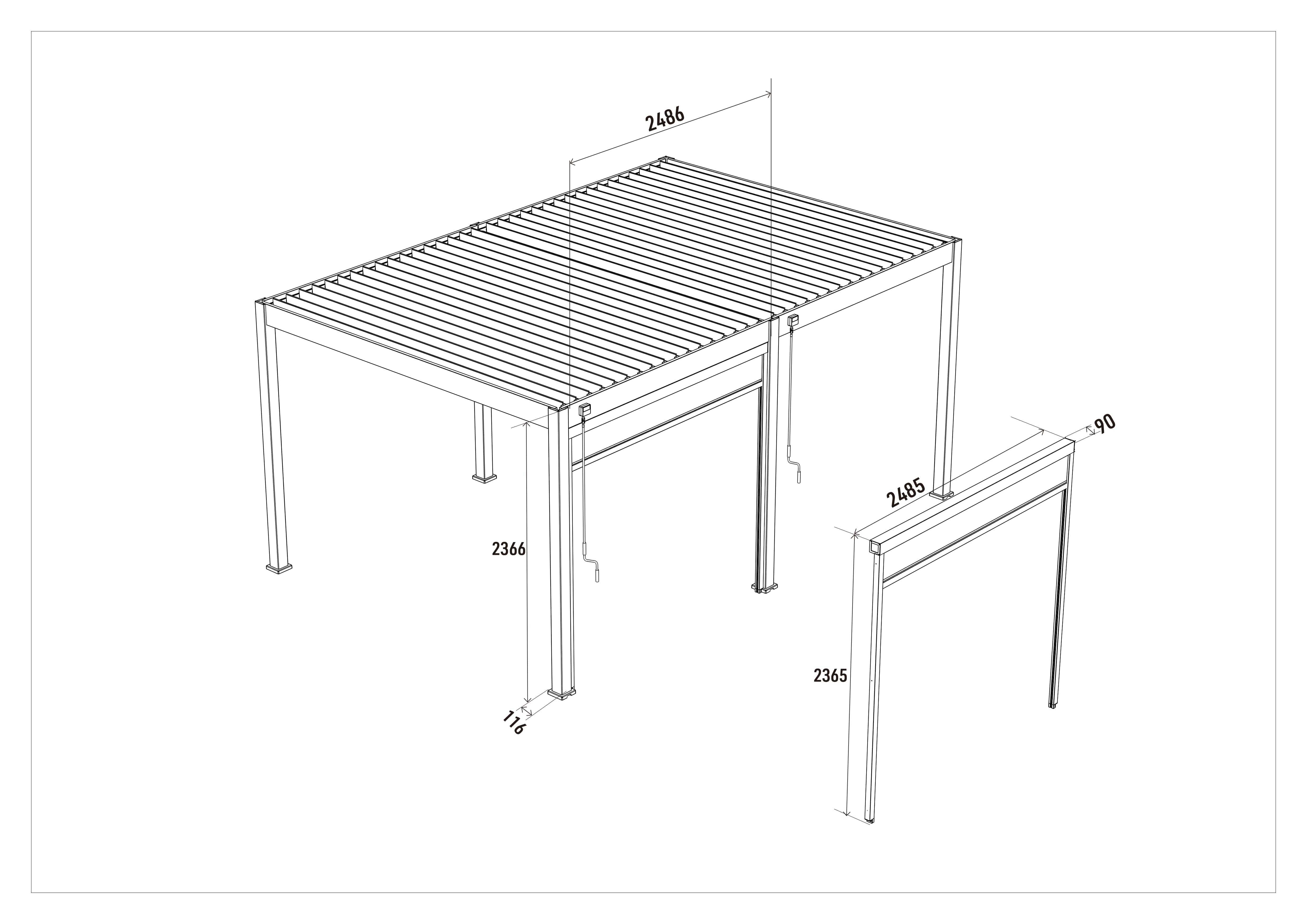 Orion windscherm - 265 cm - Wit