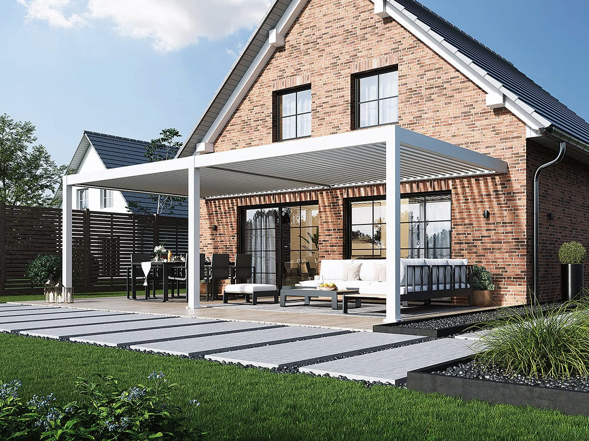 Orion Premium overkapping - E-LED - Muurbevestiging - 400x800 cm - Wit