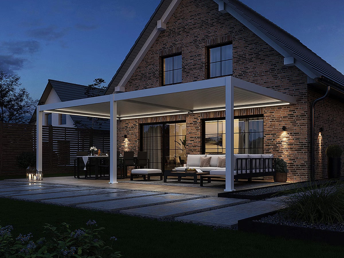 Orion Premium overkapping - E-LED - Muurbevestiging - 400x800 cm - Wit