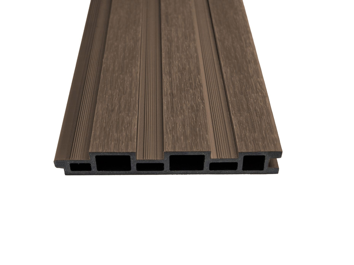 Orion composietwand - 400x236 cm - Voor 4 meter zijkant - Antraciet/Teak