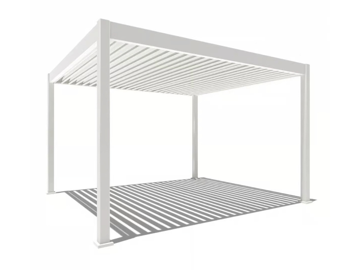 Orion Deluxe overkapping - E-LED - 360x400 cm - Wit - met elektrisch lamellendak en LED 