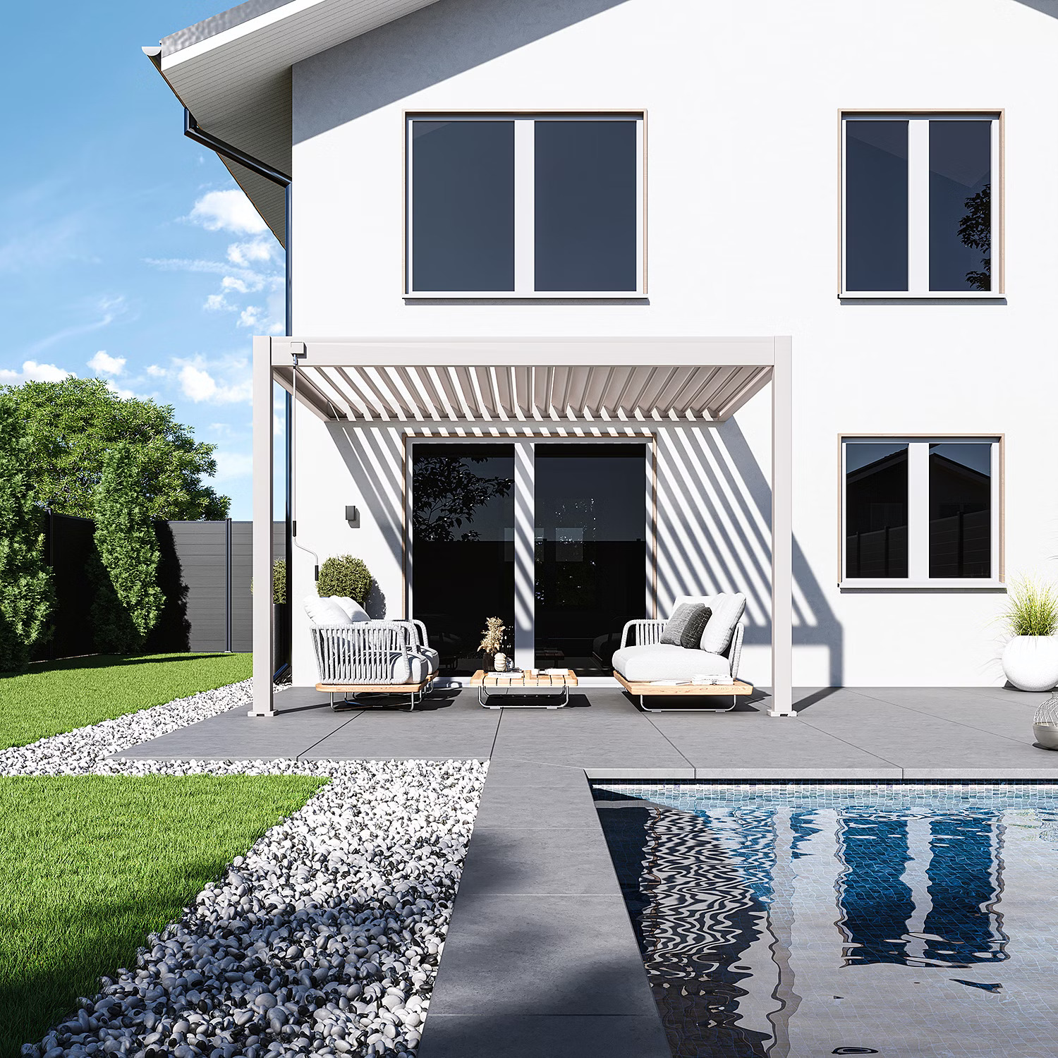 Orion Deluxe overkapping - Muurbevestiging - 300x360 cm - Kiezelgrijs