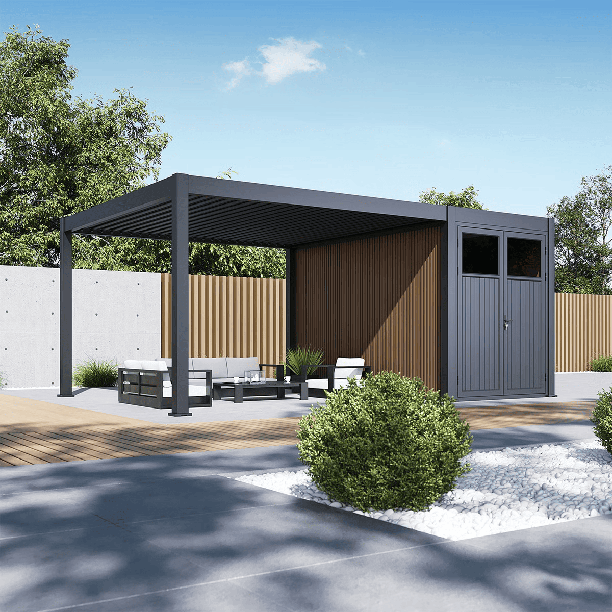 Orion opbergmodule - 300 cm - Antraciet / Wood