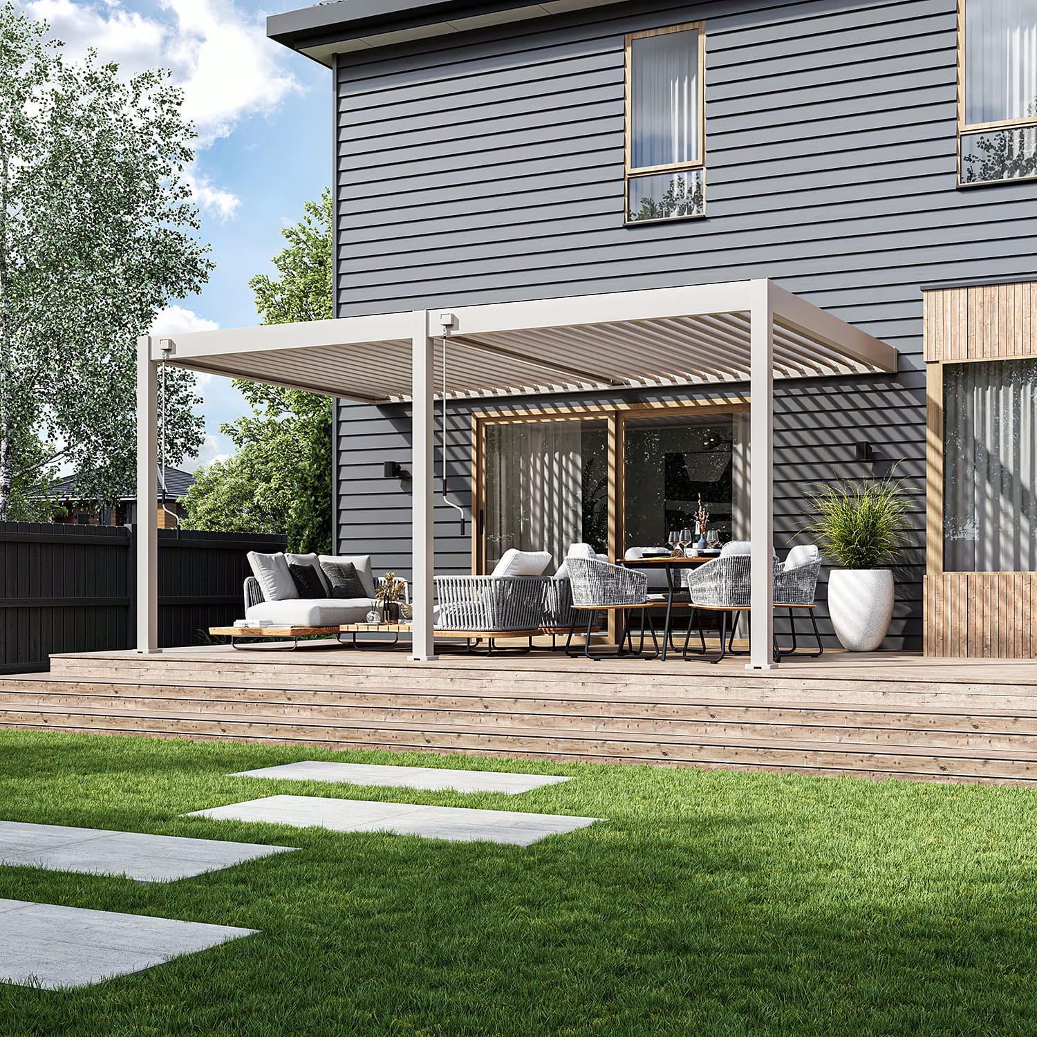 Orion Deluxe overkapping - Muurbevestiging - 360x530 cm - Kiezelgrijs