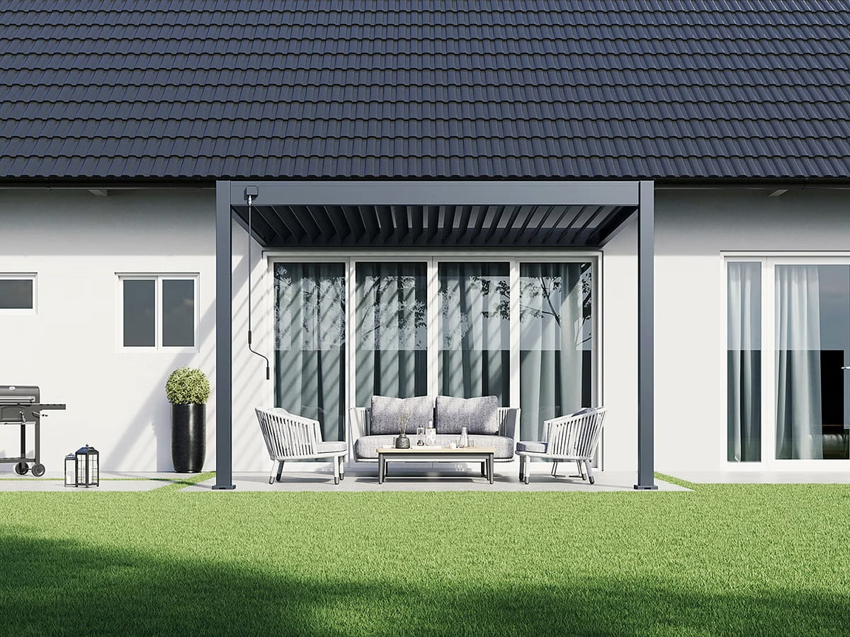  Orion Deluxe overkapping - Muurbevestiging - 300x360 cm - Antraciet