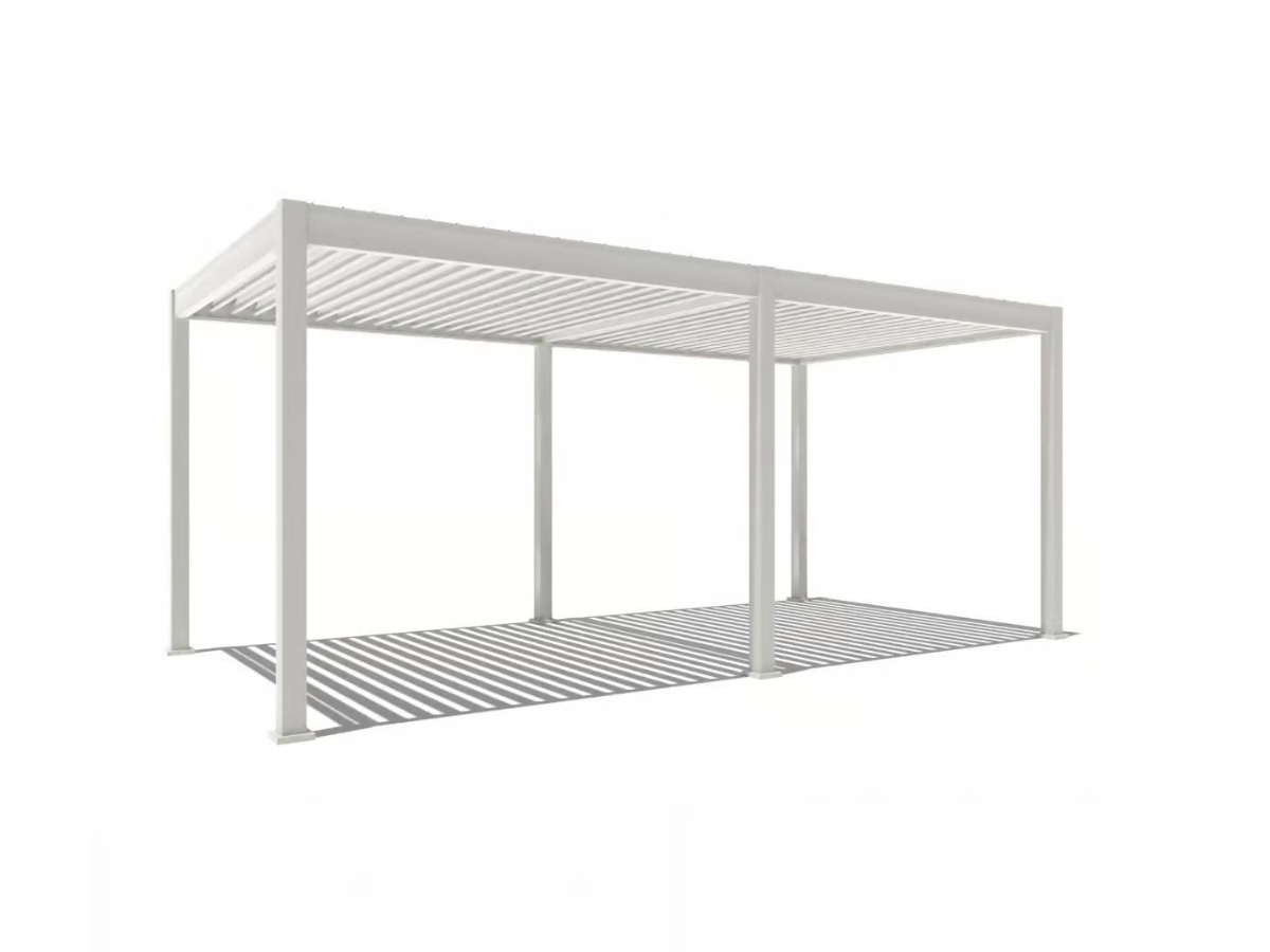 Orion Deluxe overkapping - E-LED - 300x600 cm - Wit - met elektrisch lamellendak en LED