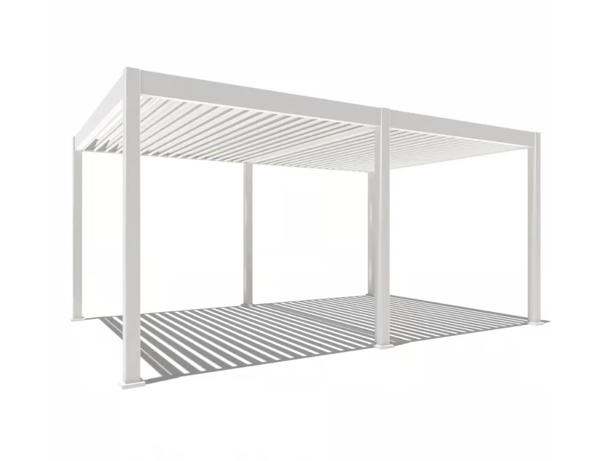 Orion Deluxe overkapping - E-LED - 360x530 cm - Wit - met elektrisch lamellendak en LED 