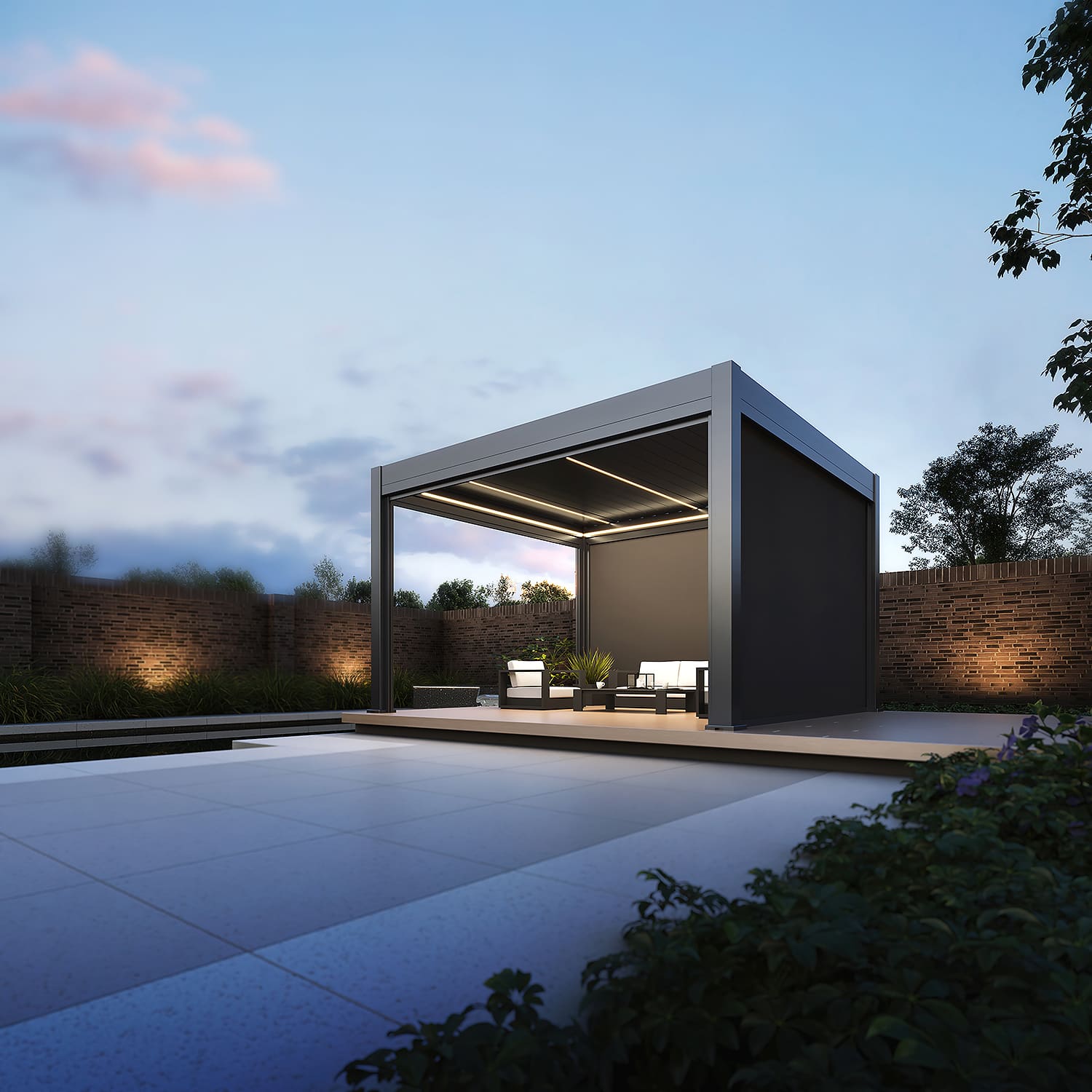 Orion Prestige elektrische overkapping E-LED - 360 x 400 - antraciet - inclusief zonwering en LED verlichting