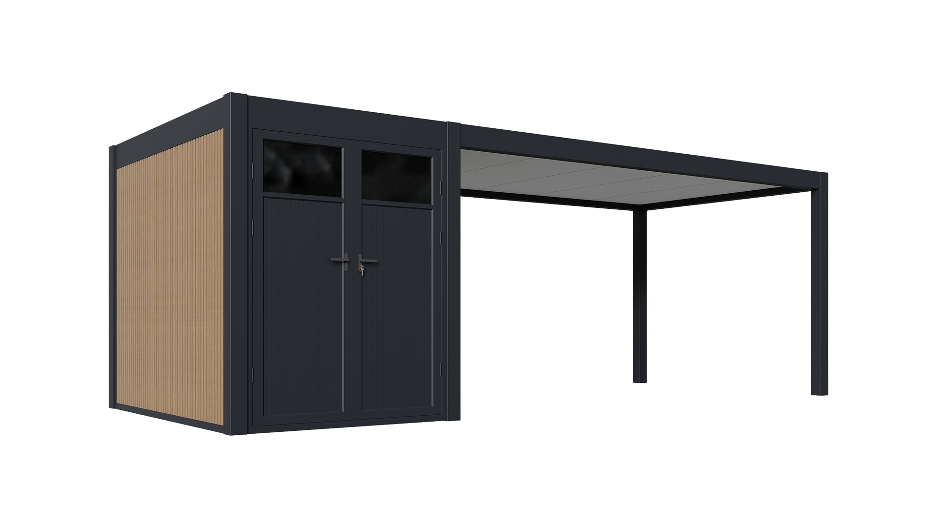 Orion carport - 300x720 cm - Inclusief berging - Antraciet 