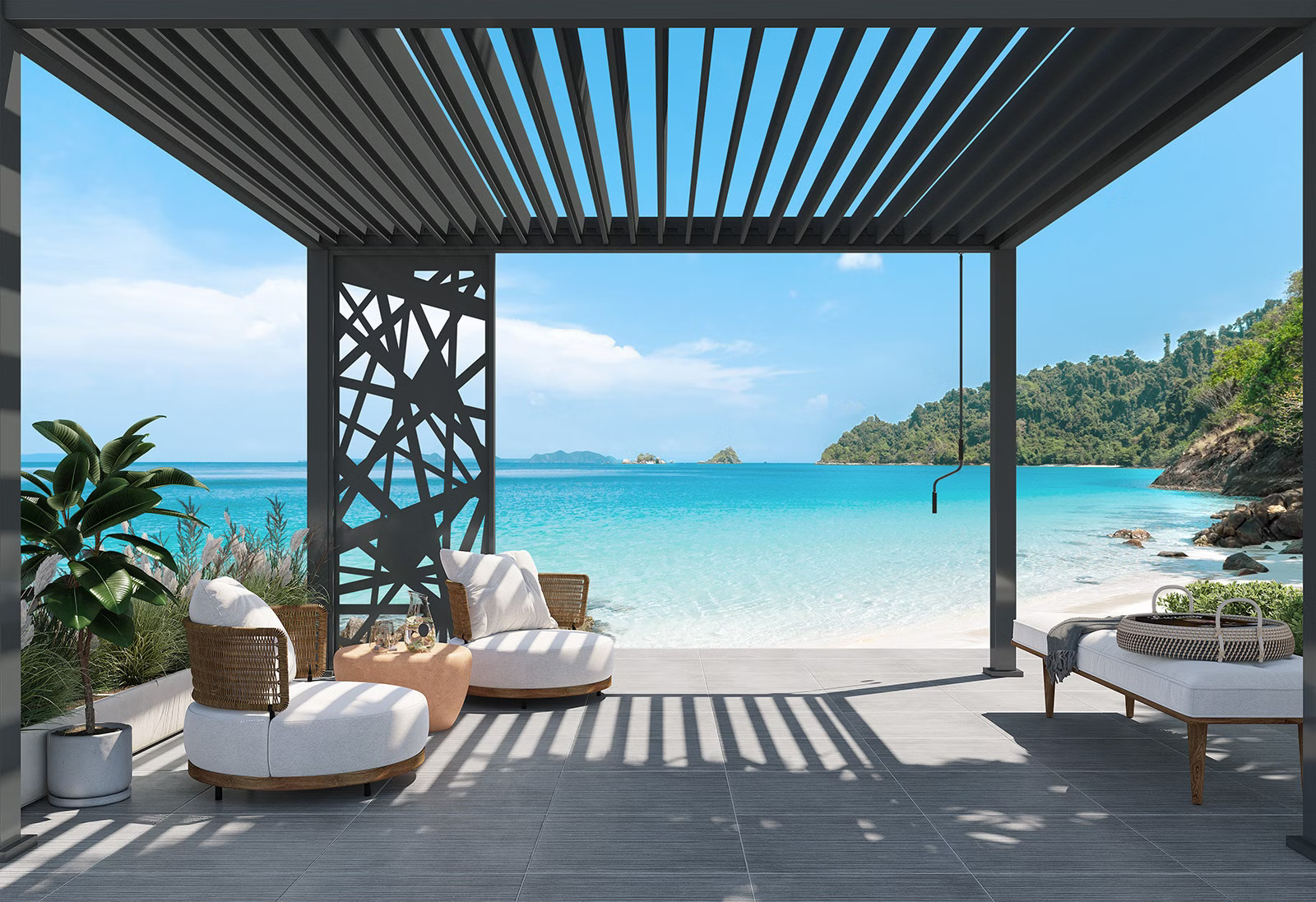 Orion shutterpaneel - Vast - abstract-design - 93 cm - Voor 3 meter zijkant - Wit