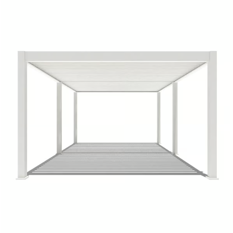 Orion Premium overkapping - E-LED - 400x600 cm - Wit - met elektrisch lamellendak en LED 