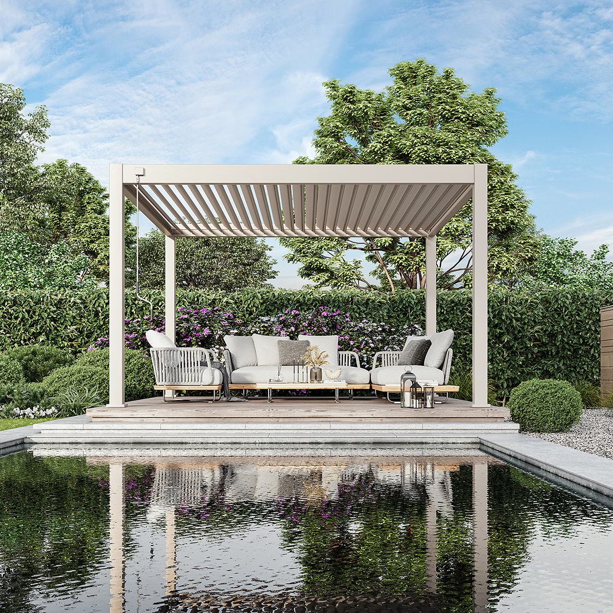 Orion Premium overkapping - 400x400 cm - Kiezelgrijs