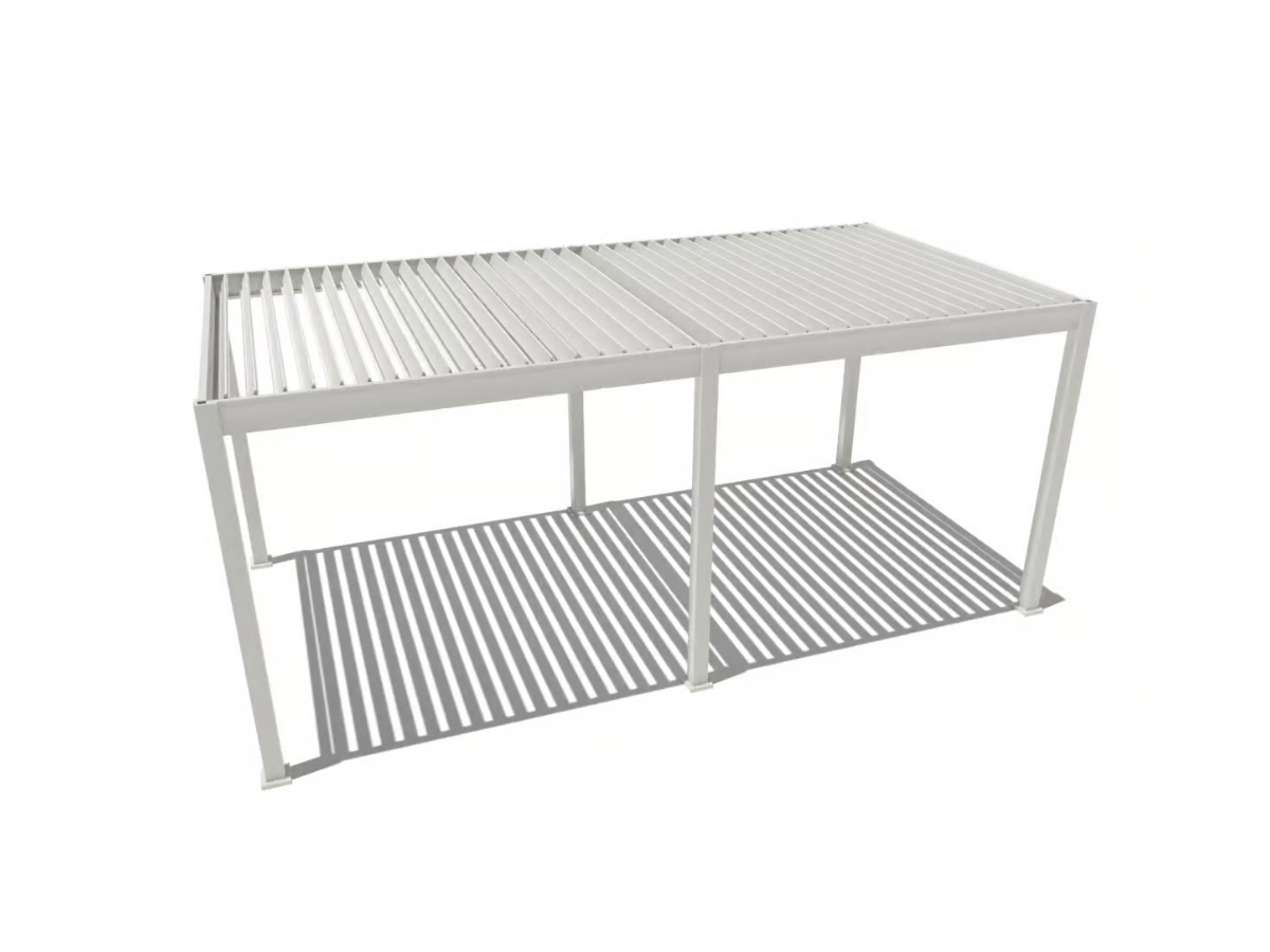 Orion Deluxe overkapping - E-LED - 300x600 cm - Wit - met elektrisch lamellendak en LED