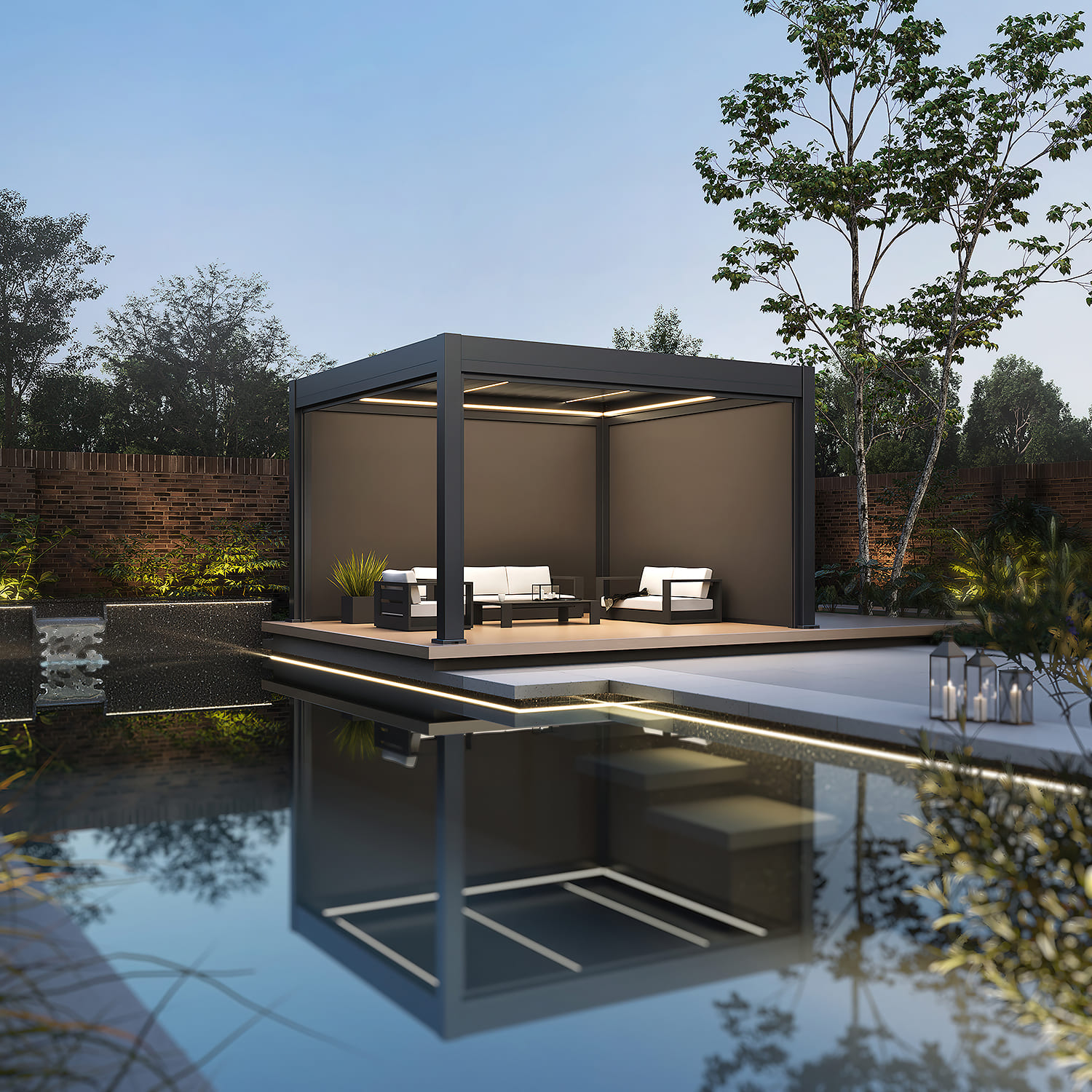 Orion Prestige elektrische overkapping E-LED - 360 x 400 - antraciet - inclusief zonwering en LED verlichting