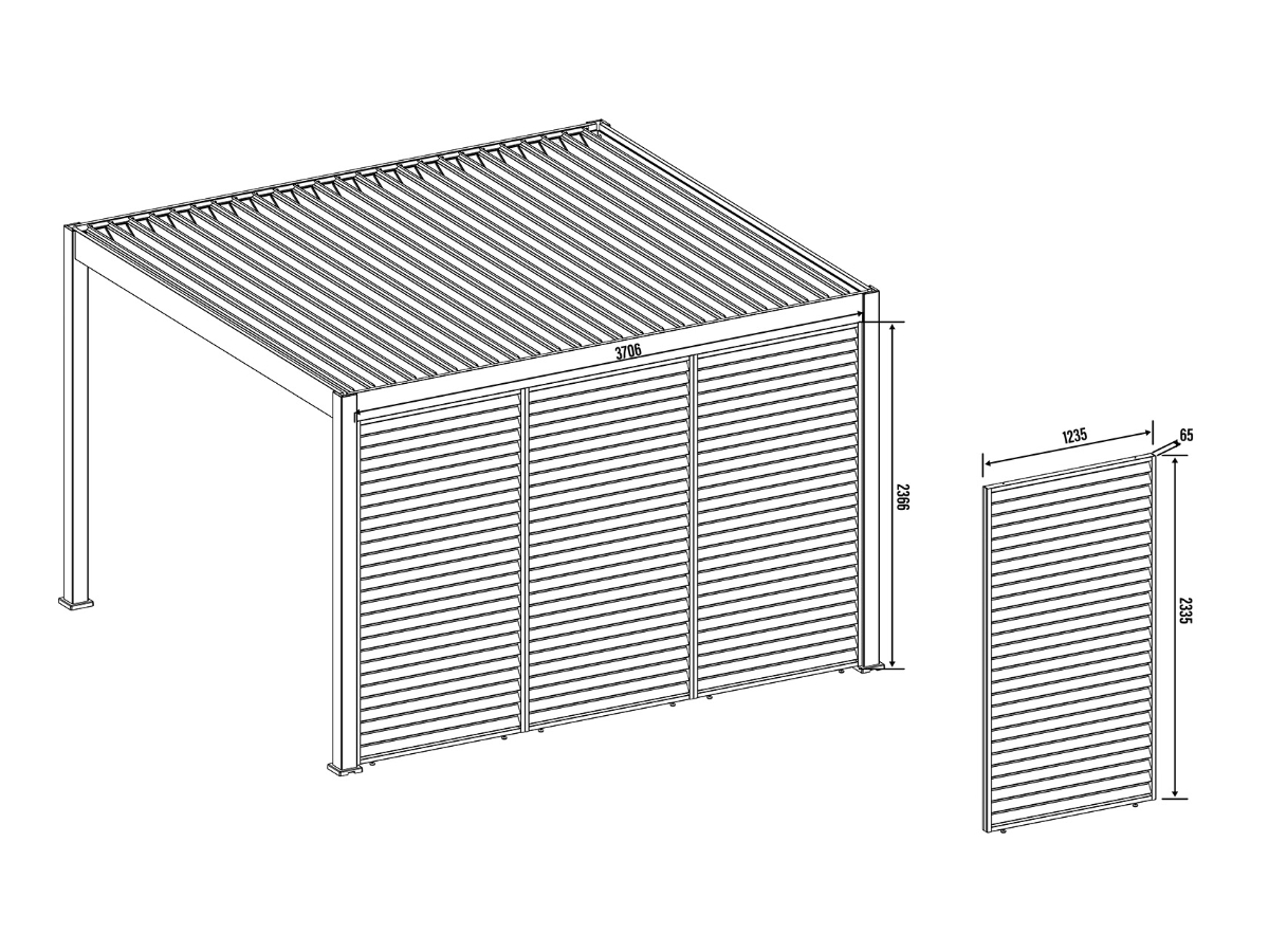 Orion shutterpaneel - Kantelbaar - Horizontaal - 123 cm - Voor 4 meter zijkant - Wit