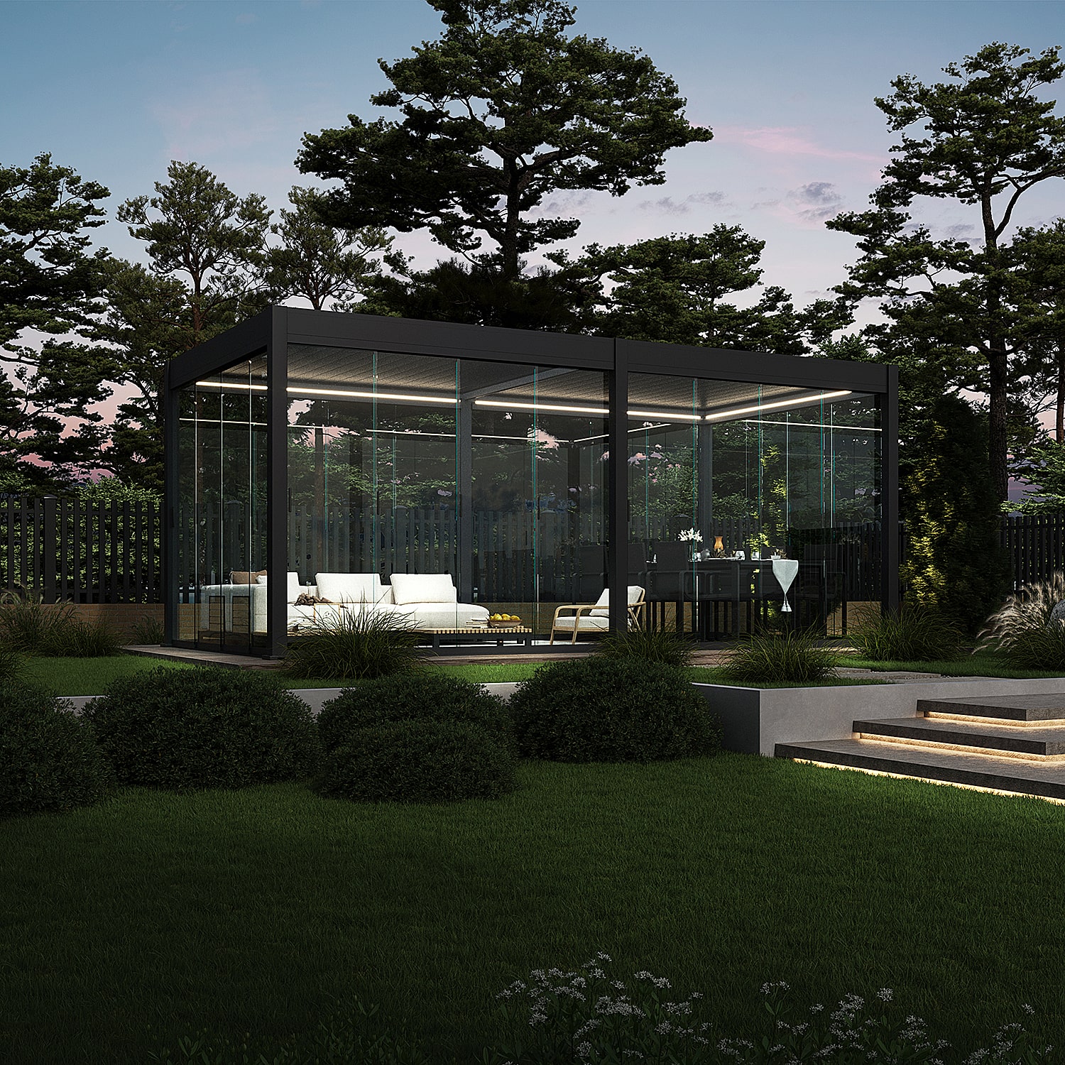 Orion glaswand - Verschuifbaar - 400x236 cm - Voor 4 meter zijkant - Antraciet