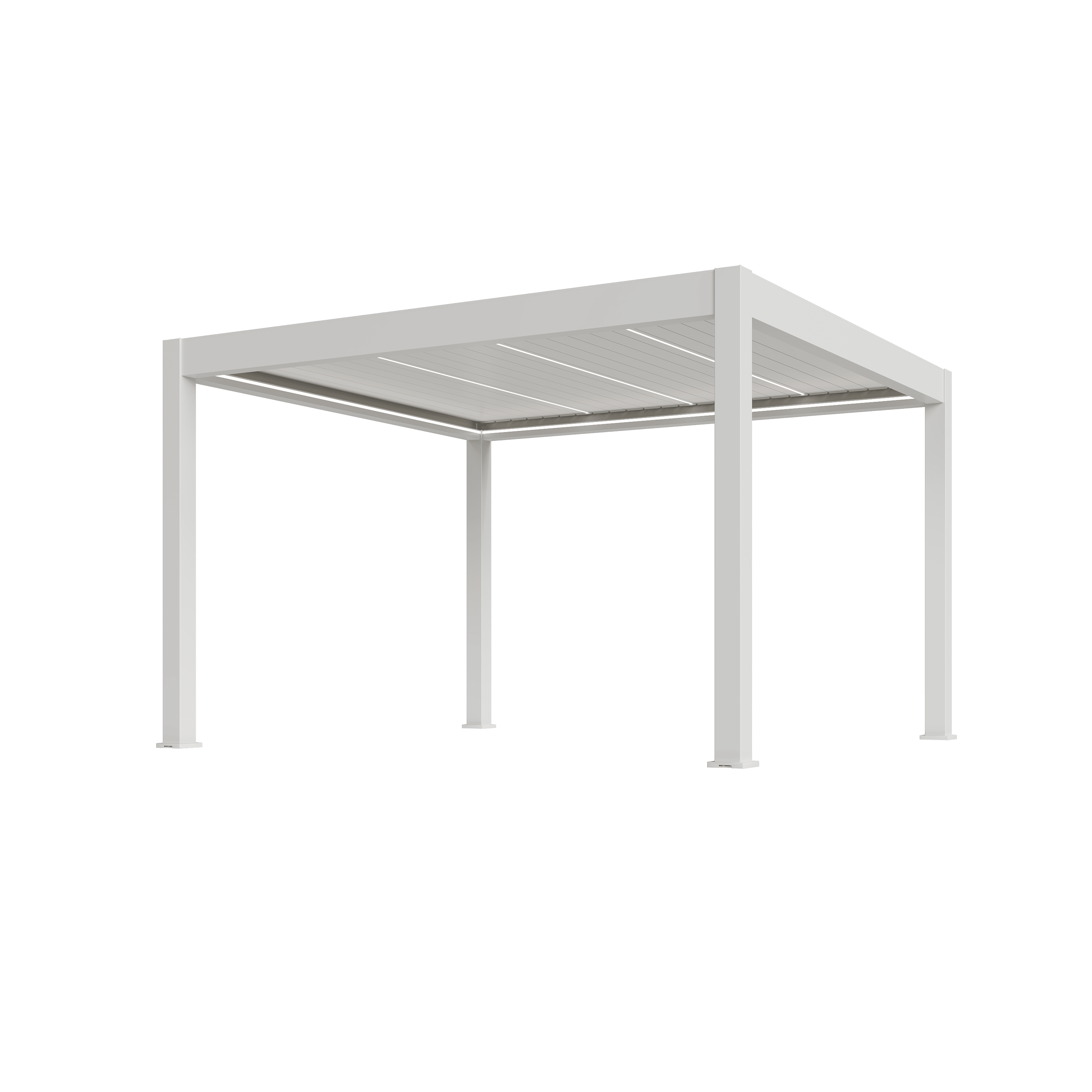 Orion Prestige overkapping - E-LED - 400x400 cm - Wit - Met elektrisch lamellendak en LED