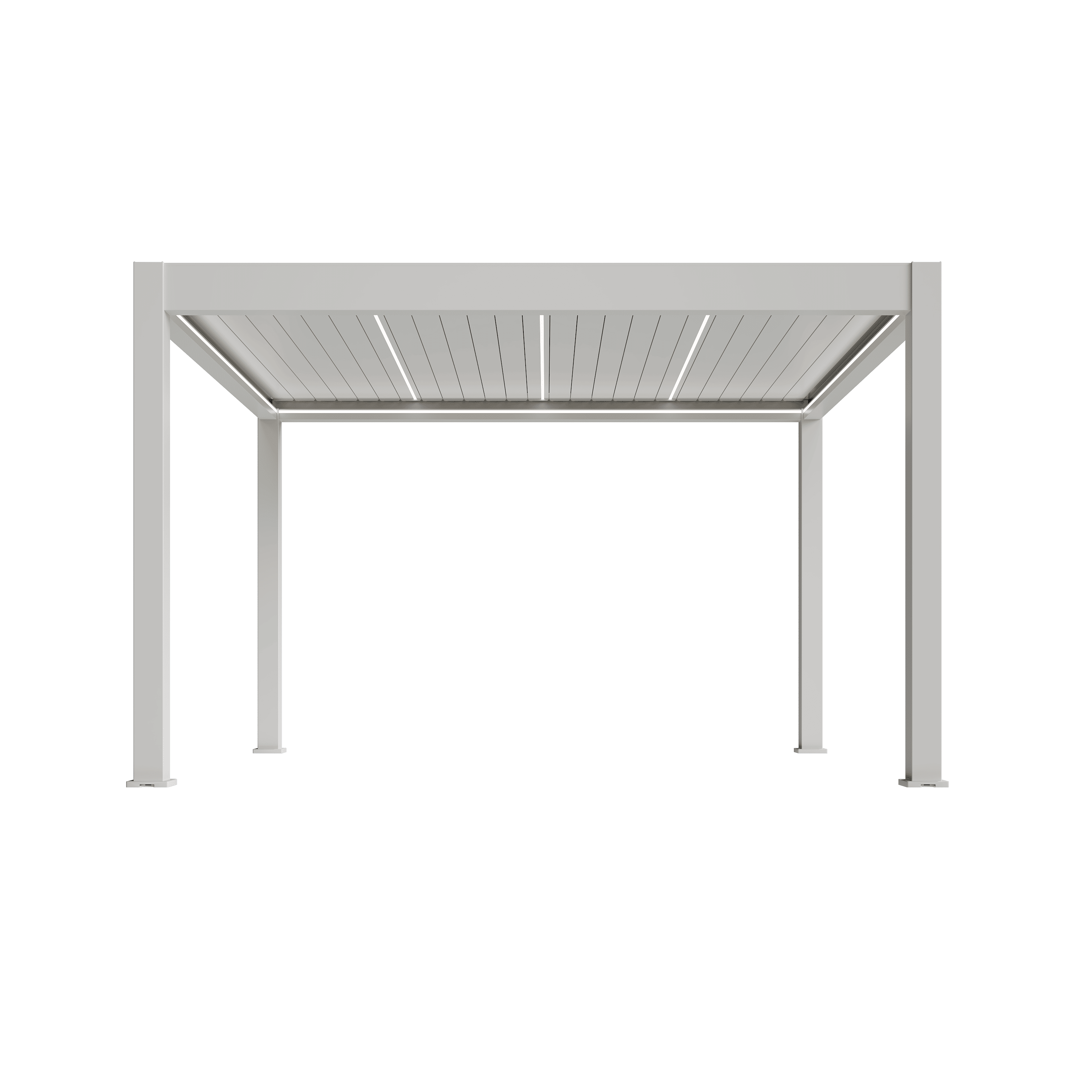 Orion Prestige overkapping - E-LED - 400x400 cm - Wit - Met elektrisch lamellendak en LED